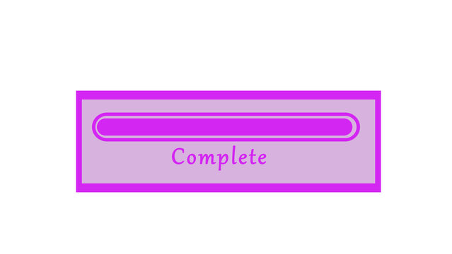 Purple Progress Bar with " Complete" Text on White Background loading status