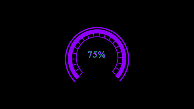 Purple loading bar with 75 percent progress on black background progress bar percentage