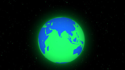 Glowing Green Earth Globe in Outer Space with Stars image photo © Surjomukhi