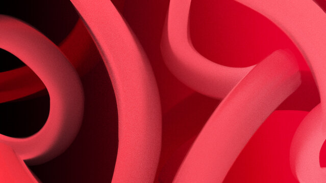 Abstract modern background with vibrant crimson red and hot pink fluid waves brush strokes in premium textured grainy holographic gradient design backdrops.