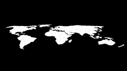 White world map composed of dots on a black background Keywords: world map, globe, earth, geography © Surjomukhi