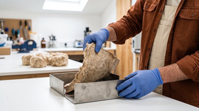 Technician releases a molded fungal fiber corner protector