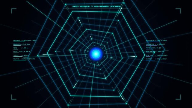 Abstract HUD Blue Hexagonal Data Tunnel Interface