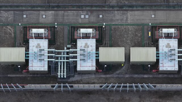 Aerial View of London Array Offshore Wind Farm Onshore Substation at Cleve Hill, Kent, UK