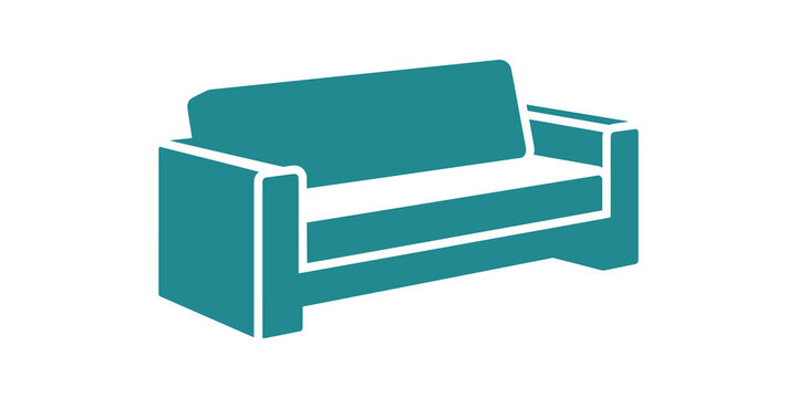 Teal sofa icon representing living room furniture and interior design.