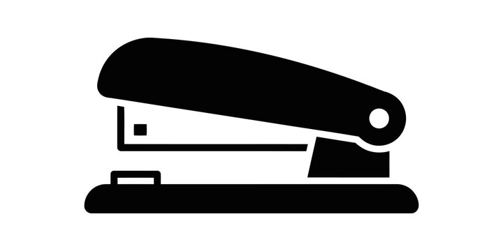 Office stapler black vector icon isolated on transparent background.