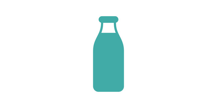 Milk bottle icon with teal color for healthy dairy product visual design.