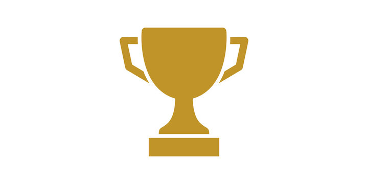 Golden trophy cup flat icon on transparent background for champions.