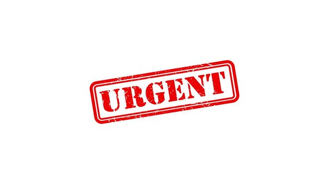 Urgent Red rubber stamp animation on white background, for business alerts 4k Motion video