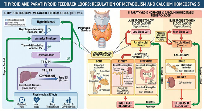 Thyroid and Parathyroid Feedback Loop: Pathways of Calcium and Metabolic Homeostasis