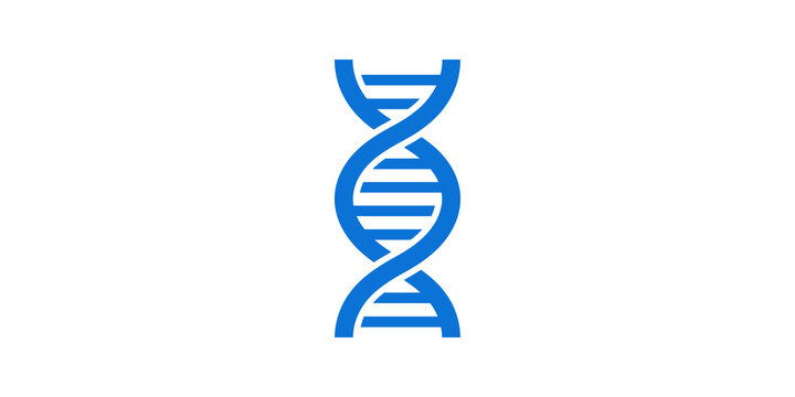 Blue dna helix vertical on transparent background for genetic research.