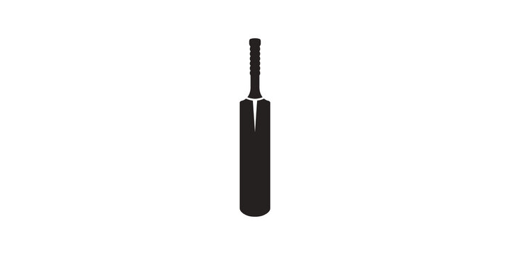 Black cricket bat icon for sports training gear and athletic game apps.