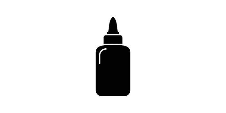 Glue bottle flat icon transparent silhouette for school craft project.