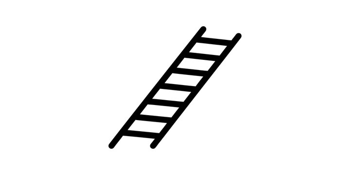 Metal ladder flat icon transparent silhouette for construction works.