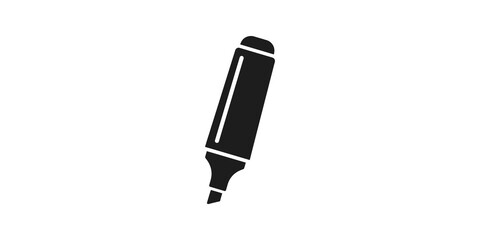 Black highlighter pen flat icon symbol for office stationery design. © SAJID