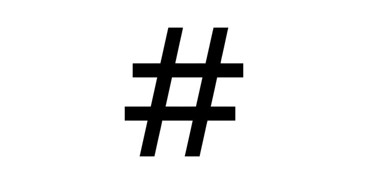 Black hashtag grid symbol flat icon representing social media tagging.