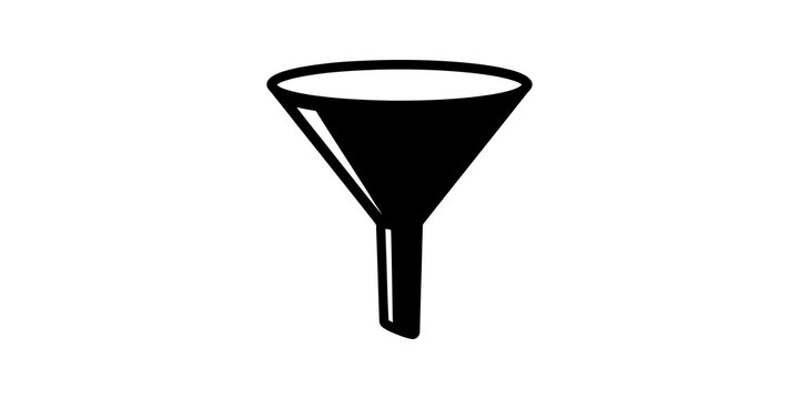 Black laboratory funnel icon for chemistry and filtration processes.