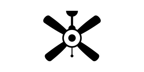 Ceiling fan device black icon on transparent background for appliance. © SAJID
