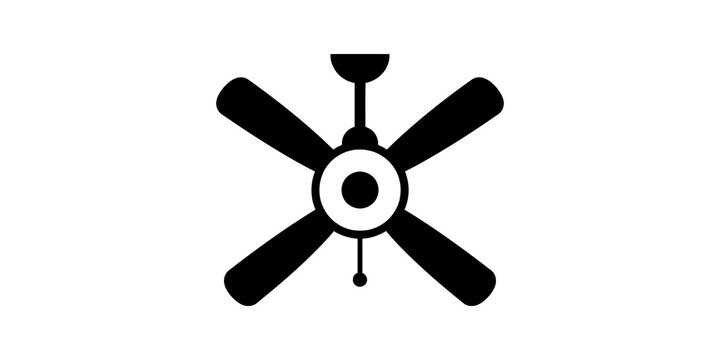 Ceiling fan device black icon on transparent background for appliance.
