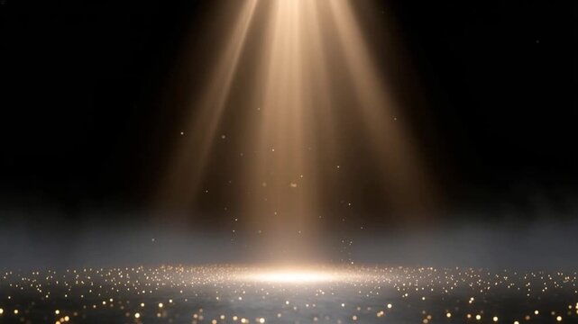 Golden spotlight beams down from above, illuminating dust particles dancing in the smoky air. ..Created with Generative AI, not depicting real subjects.