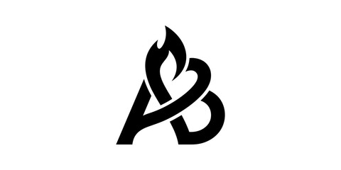 Black letter a and b flame logo for branding identity and marketing. © SAJID