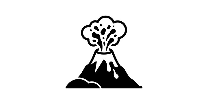 Volcano eruption flat icon black graphic for geological study and science.