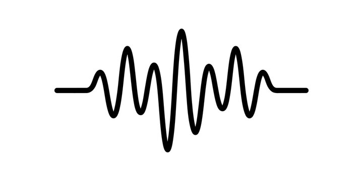 Black audio wave frequency line on transparent background for editor.