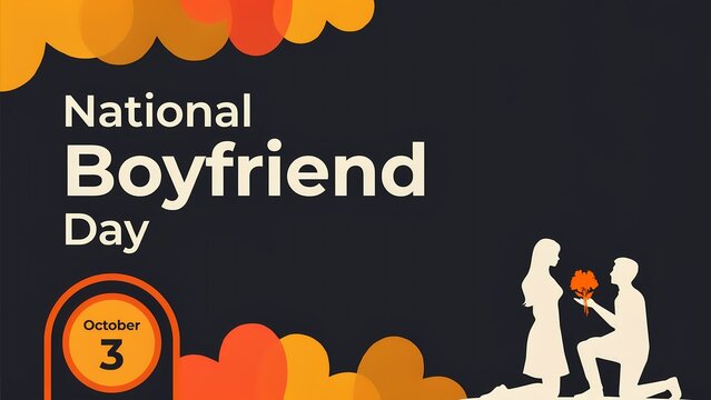 National boyfriend day celebration graphic with a man proposing to a woman on october 3