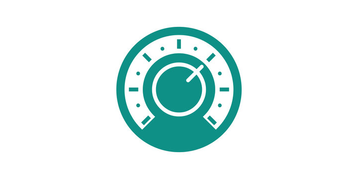 Cyan control knob dial icon for audio volume adjustment interface ui.