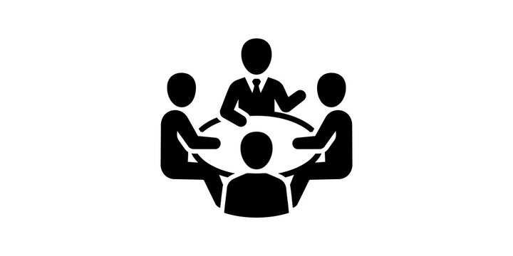 Business team round table meeting icon for corporate collaboration use.