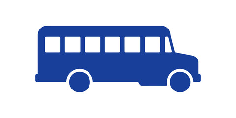 Blue school bus side view silhouette for public transport app design. © SAJID