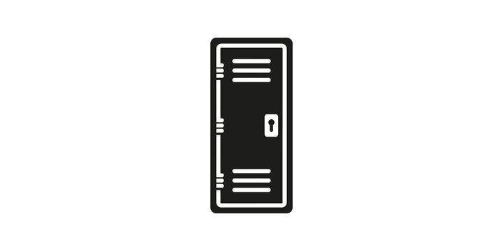 Single metal locker door icon for gym or school storage cabinet design.