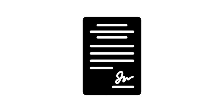 Signed black legal paper contract document with signature for agreements.