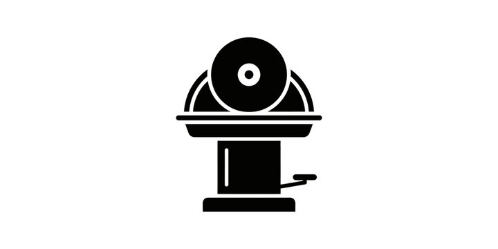 Black slicer machine vector icon used for cutting deli meat products.