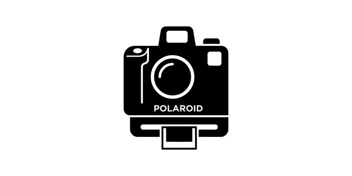 Polaroid instant camera vector icon printing freshly captured photo print.