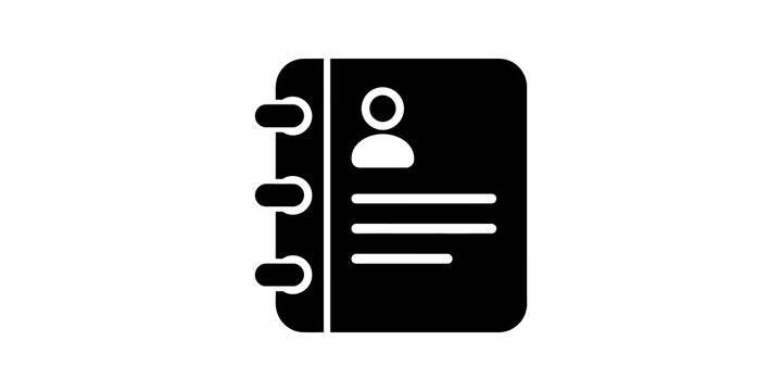 Black contact notebook directory icon on transparent background design.