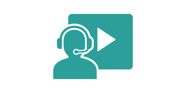 Online video support agent icon for customer service and training use.