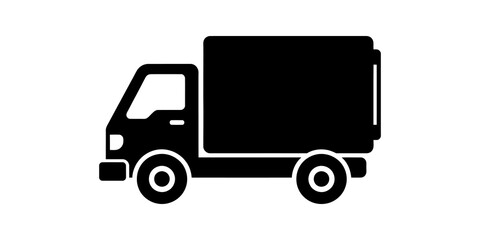 Fototapeta premium Black delivery truck icon for logistics and commercial transport services.