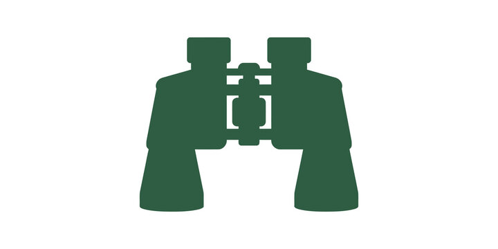 Green binoculars flat icon with transparent background for travel study.