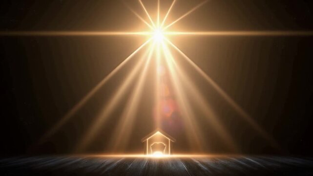 A divine light beams down from the heavens, illuminating a path leading to a glowing, abstract structure. ..Created with Generative AI, not depicting real subjects.