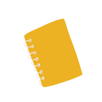 Minimalist yellow notebook with spiral binding on white background