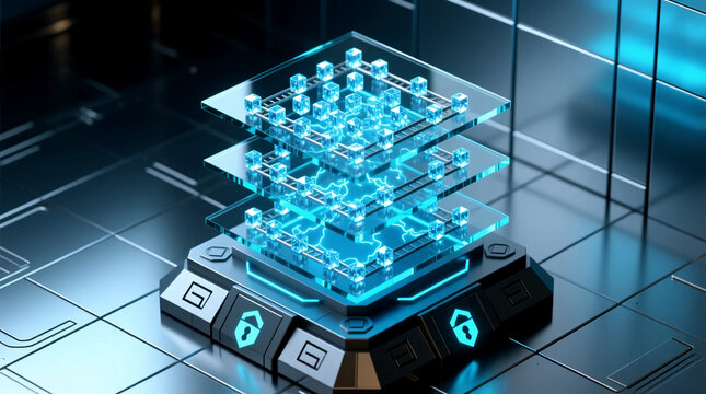 Securing glowing data cubes for digital transformation business strategy using 3D isometric advanced analytics on secure server platform in virtual lab
