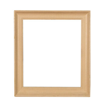Wooden picture frame with blank border on transparent background