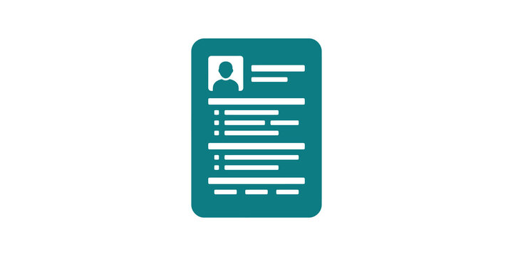 Professional resume template teal flat icon for candidate job application.