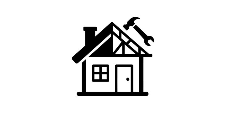 House renovation icon with repair tools for home construction service.