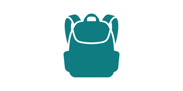 Teal backpack icon on transparent background for travel and school.