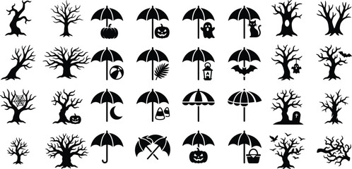 Fototapeta premium Halloween Cauldron Magic Silhouette Vector Set