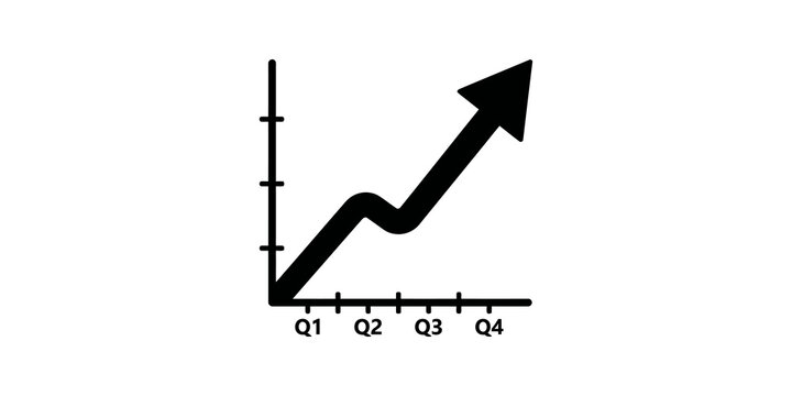 Business growth chart black flat icon transparent background financial data.