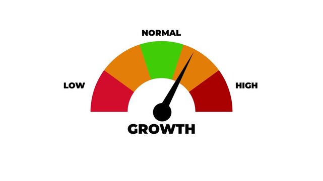 Growth Level Meter Gauge Animation Showing Business Progress Measurement Scale From Low To Maximum On Dark Background Success Concept.4k motion graphics video