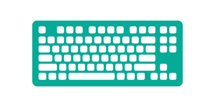 Green computer keyboard stencil icon vector illustration over checker.